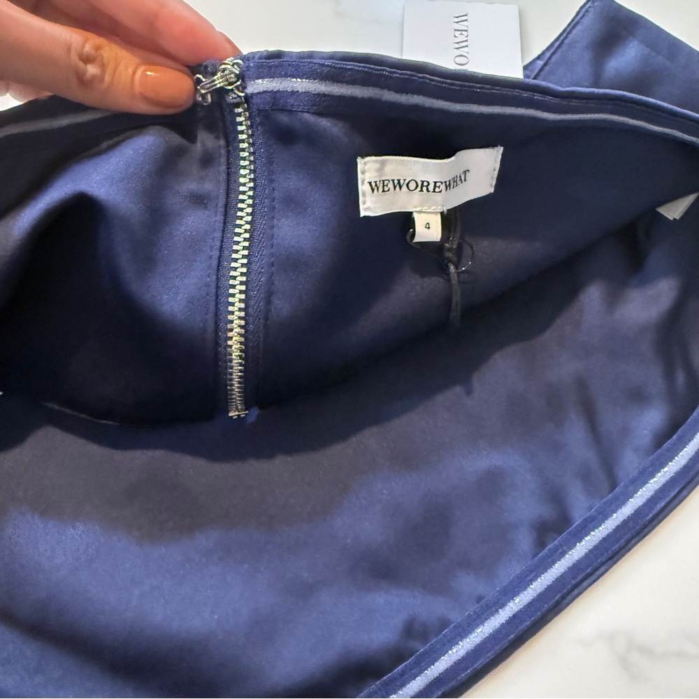 WeWoreWhat | Duchess Satin Bandeau Top | Navy | Size 4 | NWT - Picture 4 of 8
